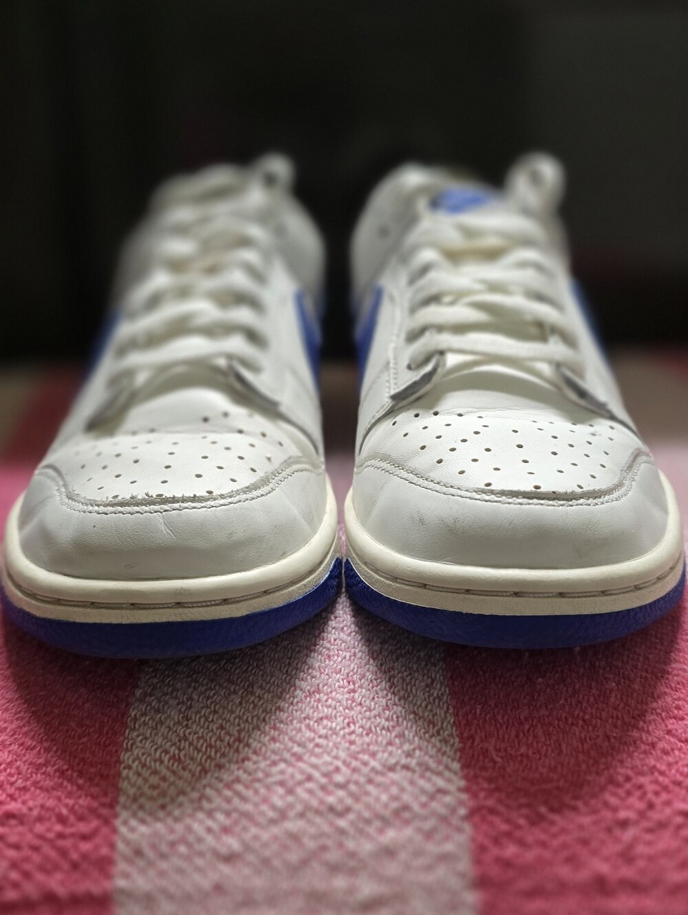 Nike White Sneakers with Blue Accents